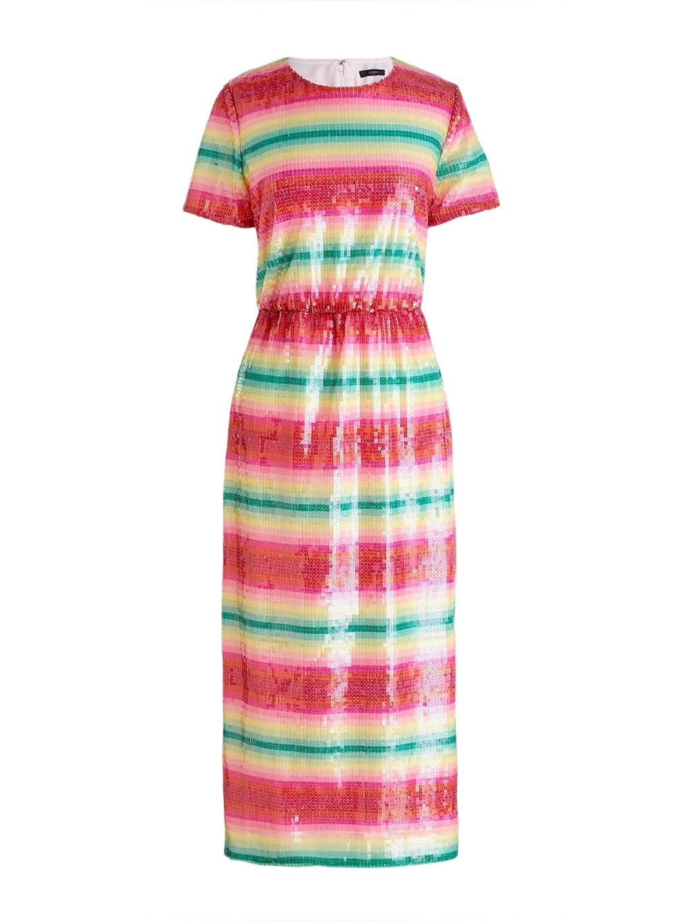 J. Crew Short-sleeve Sequin Dress in watermelon stripe NWT